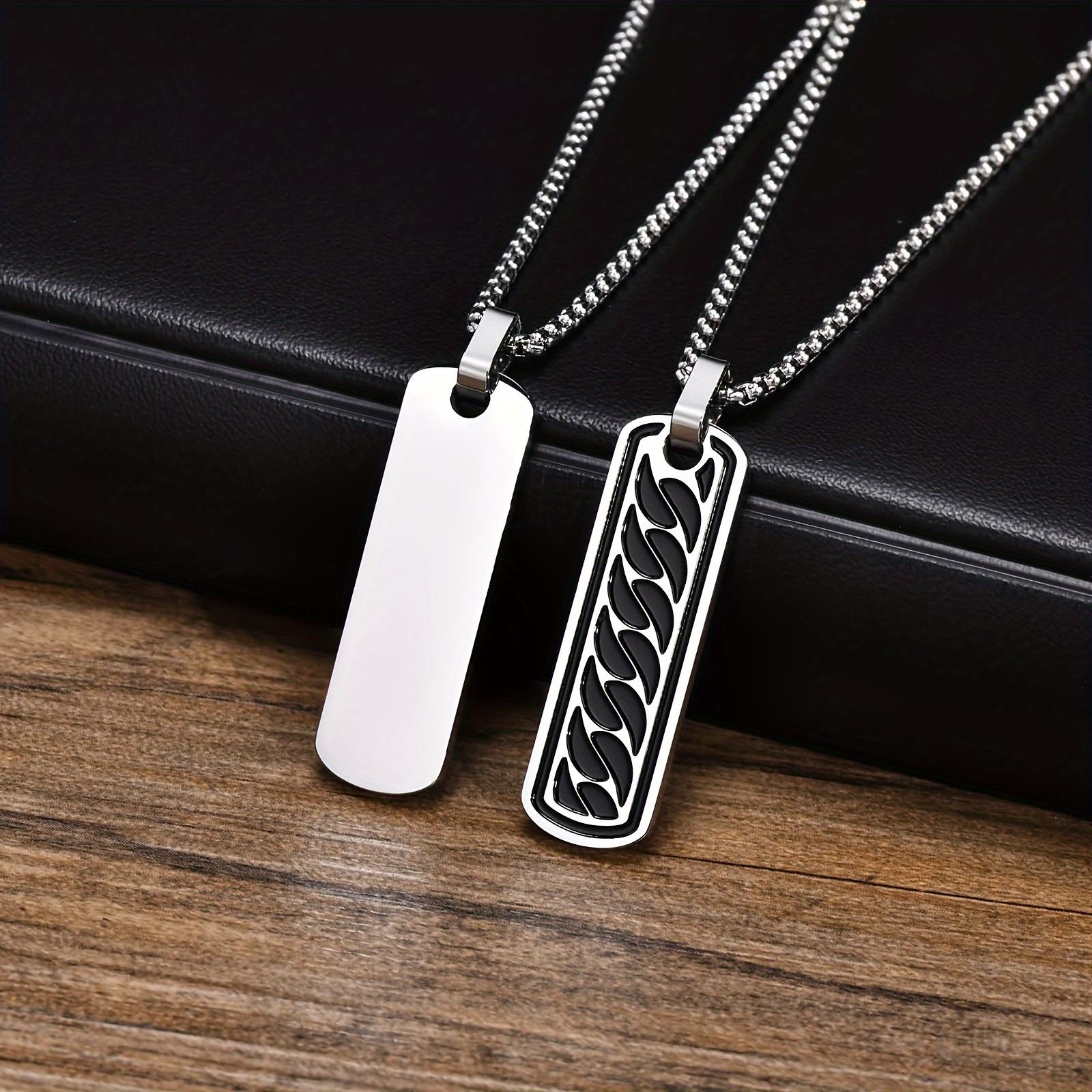 Personalized Men's Enamel Necklace with Charming, Customizable Engraving